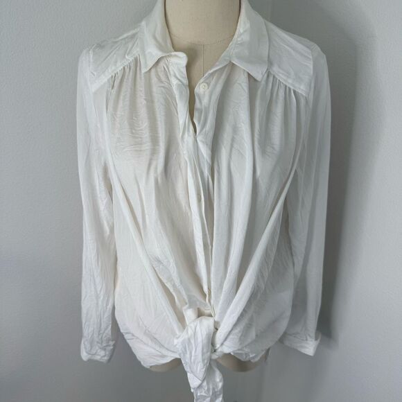 Maeve Tops - [Meave] Women's White Button-Up Blouse - Size Small